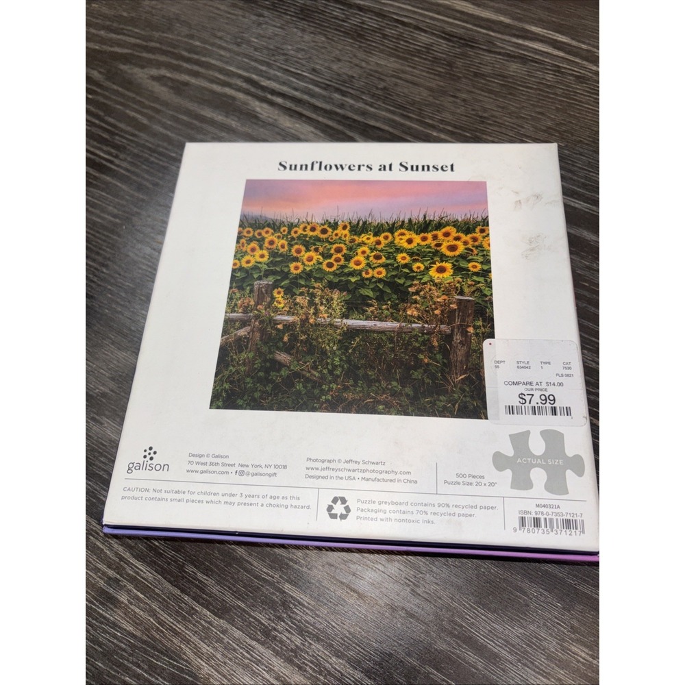Sunflowers at Sunset 500-pc 20x20" Jigsaw Puzzle Galison with Poster - Picture 4 of 4